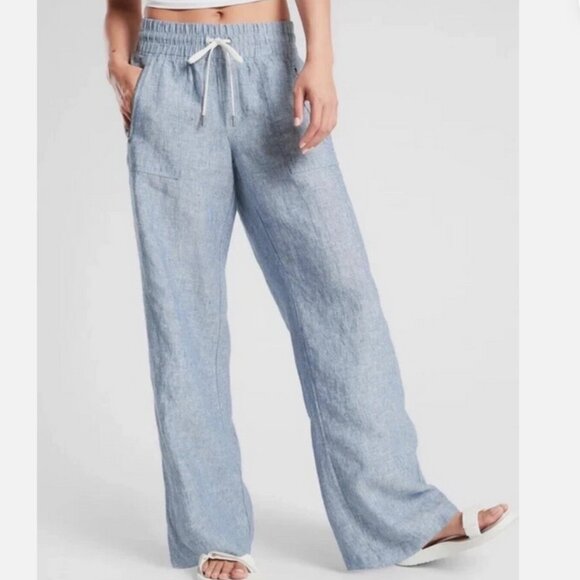 Athleta Pants - ATHLETA Cabo Linen Wide Leg Pants Size 2 Chambray Blue